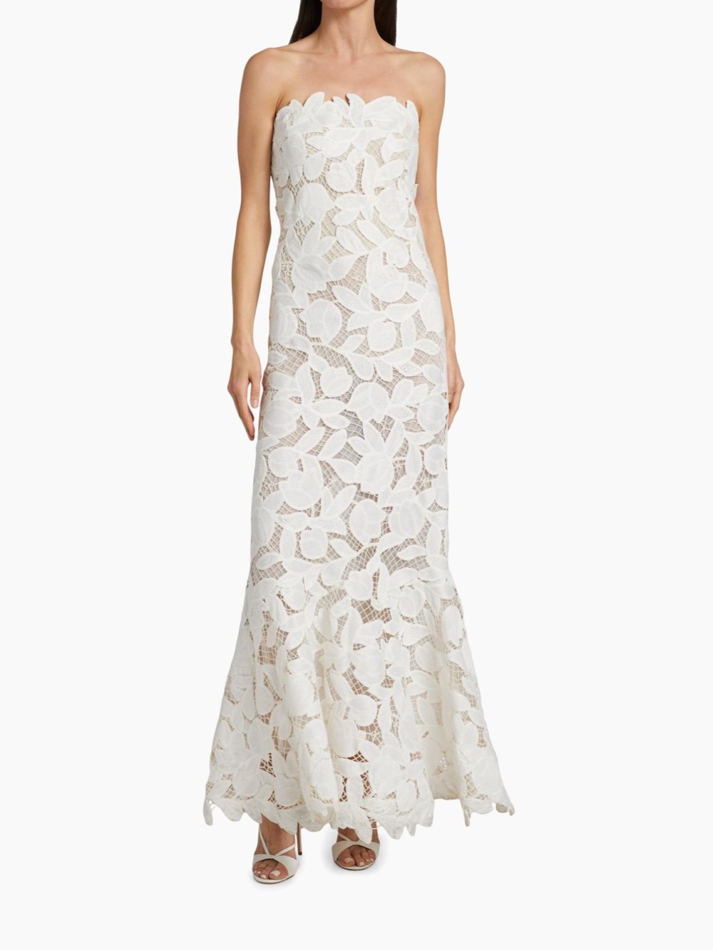Jonathan Simkhai White Strapless Lace Mermaid Gown